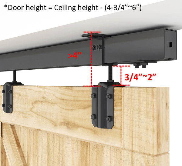 DIYHD Ceiling Mount Double Sliding Barn Door Hardware Box Track Rolling Track Kit for Exterior Door