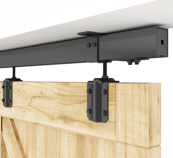 DIYHD Ceiling Mount Black Box Track Sliding Barn Door Hardware,Fit Interior and Exterior Use