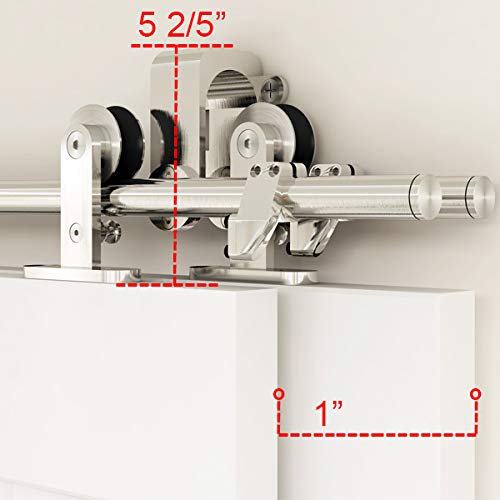 DIYHD Brushed Sliding Wood Track Stainless Steel Bypass Barn Door Top Mount Kit