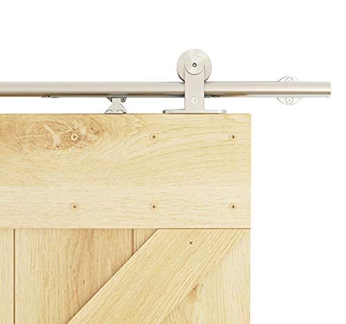 DIYHD Integrated Soft Close Sliding Hardware Brushed Stainless Steel Top Mount Studio Barn Door Style Track Kit