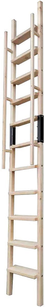 DIYHD Glab Handle Knotty Pine Wood Ladder Sliding Library Roller Ladder,Fit FD Black Track Library Sliding Hardware