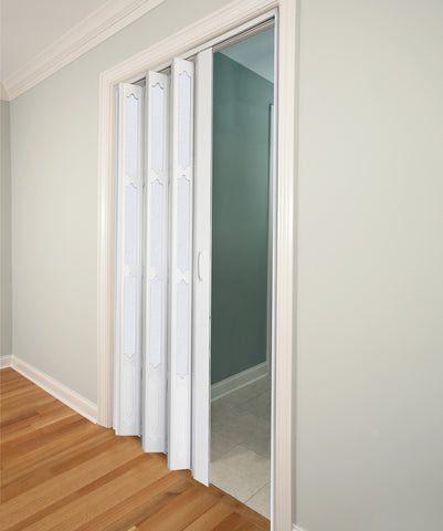 DIYHD 36X80in Interior Accordion Folding Door for Closet,PVC with Frosted Acrylic Glass,Installation Hardware,Handle,Lock Included