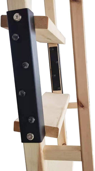DIYHD Glab Handle Knotty Pine Wood Ladder Sliding Library Roller Ladder,Fit FD Black Track Library Sliding Hardware