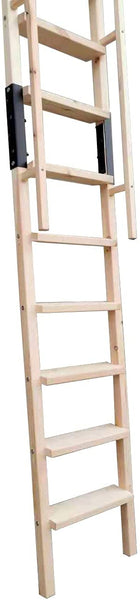 DIYHD Glab Handle Knotty Pine Wood Ladder Sliding Library Roller Ladder,Fit FD Black Track Library Sliding Hardware