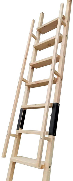 DIYHD Glab Handle Knotty Pine Wood Ladder Sliding Library Roller Ladder,Fit FD Black Track Library Sliding Hardware