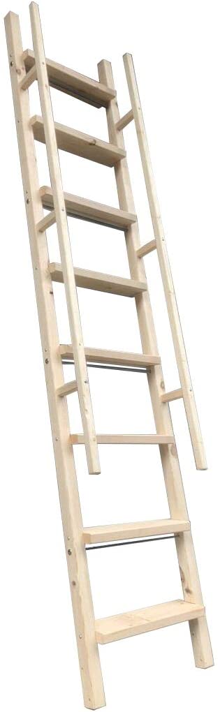 DIYHD Glab Handle Knotty Pine Wood Ladder Sliding Library Roller Ladder,Fit FD Black Track Library Sliding Hardware