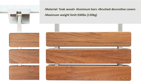 DIYHD SD 15" Teak Wood Floding Seat Wall Mount Shower Bench