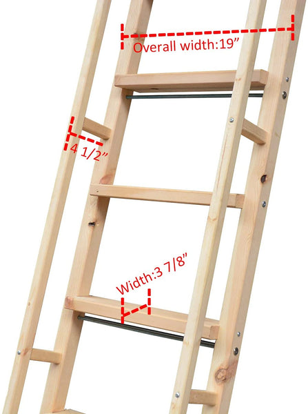 DIYHD Glab Handle Knotty Pine Wood Ladder Sliding Library Roller Ladder,Fit FD Black Track Library Sliding Hardware