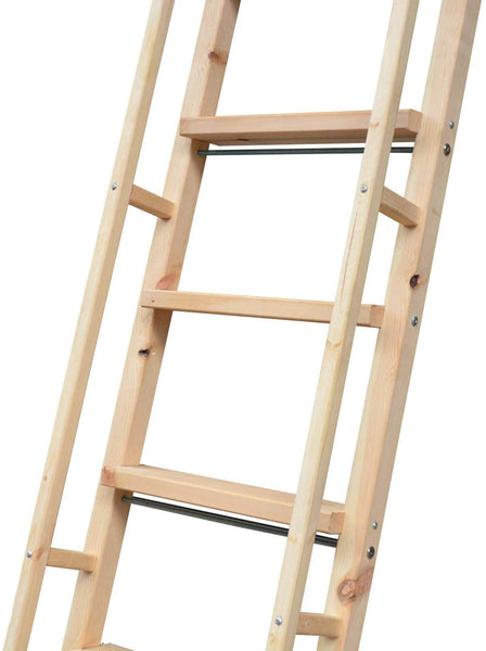 DIYHD Glab Handle Knotty Pine Wood Ladder Sliding Library Roller Ladder,Fit FD Black Track Library Sliding Hardware