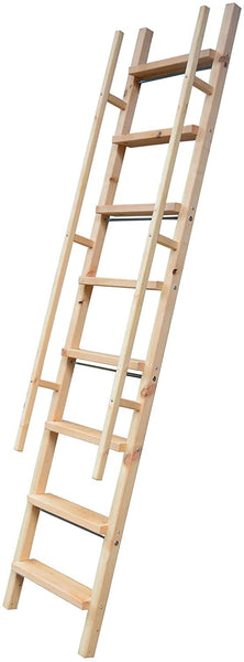DIYHD Glab Handle Knotty Pine Wood Ladder Sliding Library Roller Ladder,Fit FD Black Track Library Sliding Hardware