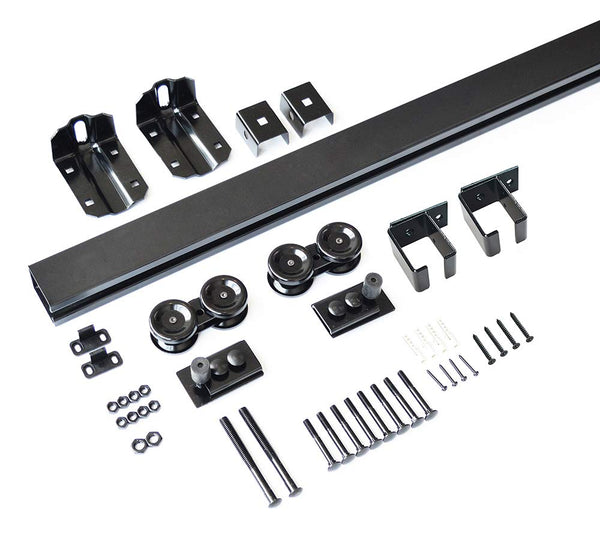 DIYHD Ceiling Mount Black Box Track Sliding Barn Door Hardware,Fit Interior and Exterior Use