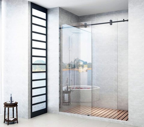 DIYHD Frameless Sliding Glass Track barn Style Shower Door Hardware