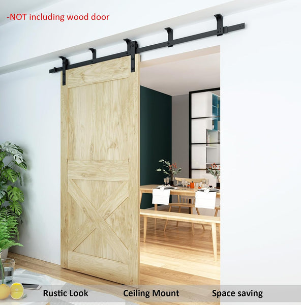 DIYHD Bent Straight Roller Barn Wood Closet Interior Door Sliding Hardware, Ceiling Mount kit