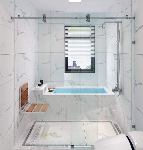 DIYHD Frameless Sliding Glass Track barn Style Shower Door Hardware