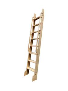 Rolling Library Wooden Step Ladder with Glab Handle,Height 87" 96" 108" 120"