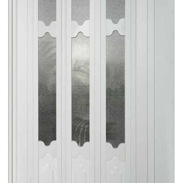 DIYHD 36X80in Interior Accordion Folding Door for Closet,PVC with Frosted Acrylic Glass,Installation Hardware,Handle,Lock Included