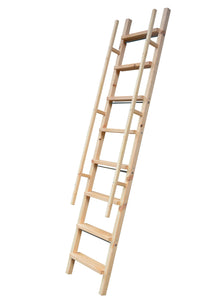 DIYHD Glab Handle Knotty Pine Wood Ladder Sliding Library Roller Ladder,Fit Round Tube Stainless Steel Library Sliding Hardware