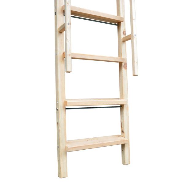 DIYHD Glab Handle Knotty Pine Wood Ladder Sliding Library Roller Ladder,Fit Round Tube Stainless Steel Library Sliding Hardware