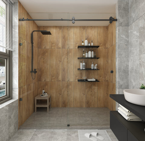 DIYHD Sliding Glass Shower Door Running Track Barn Shower Door Rolling Hardware