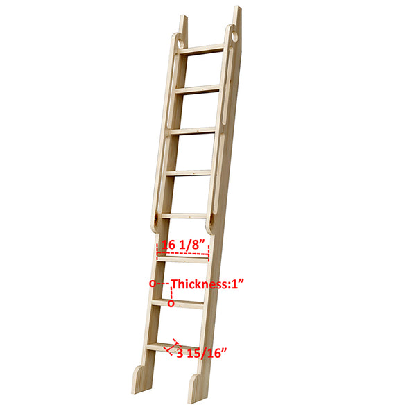 Rolling Library Wooden Step Ladder with Glab Handle,Height 87" 96" 108" 120"