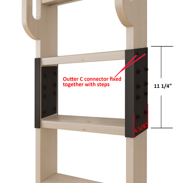 Rolling Library Wooden Step Ladder with Glab Handle,Height 87" 96" 108" 120"