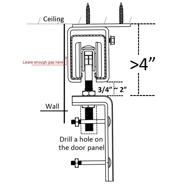 DIYHD Ceiling Mount Black Box Track Sliding Barn Door Hardware,Fit Interior and Exterior Use