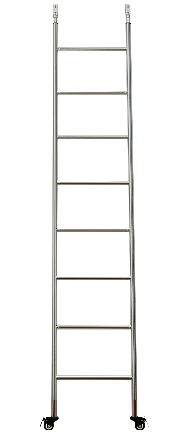 DIYHD Custom Made Tensible Stainless Steel Stand Up Rolling Library Ladder,Including Floor Roller,No Top Roller