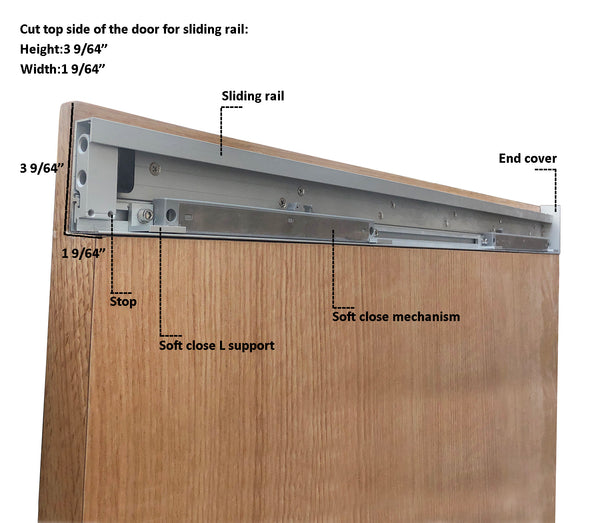 DIYHD Concealed Sliding Barn Door Hardware Soft Closing Interior Wall Mount Hidden Track Rolling Kit